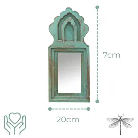 Marrakesch Orient & Mediterran Interior 2er Set Wandspiegel Mukana Türkis H 22cm × B 10cm × T 3cm - Boho