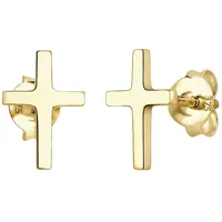 Elli PREMIUM Stecker Kreuz Taufe Kommunion Basic 375 Gelbgold Ohrringe Damen