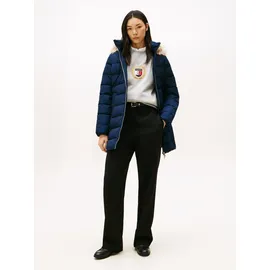 Tommy Hilfiger Slim Fit Daunenmantel mit abnehmbarem Kunstpelzbesatz, Marine, XS