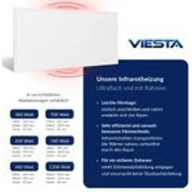 Viesta Infrarot Wandheizung mit Thermostat – flaches Carbon Crystal Heizpaneel – elektrische Infrarotheizung Wandmontage – Weiß
