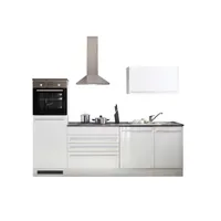 BASIC by Balculina Küchenzeile Jazz 260 cm weiß hochglanz