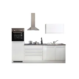 BASIC by Balculina Küchenzeile Jazz 260 cm weiß hochglanz