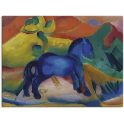 Leinwandbild ARTLAND "Blaues Pferdchen Kinderbild. 1912.", bunt (farbe bild(er): bunt), B:80cm H:60cm, Canvas, Leinwand, Bilder, auf Keilrahmen gespannt