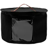 MEIYAXINWIN Hutschachtel Rund mit Deckel, Zusammenklappbar Filz Hut Aufbewahrungsbox Hutkoffer mit Transparentem Fenster und Griff-Reißverschluss Kleideraufbewahrungsbehälter 42 x 26cm (Schwarz)