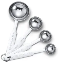 yateicbc 4 Stück Edelstahl Messlöffel Messlöffel Set Edelstahl Metall Messlöffel für Trockene, Flüssige Zutaten, Kochen, Backen