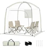 FANTASK Transparentes Sportzelt, 215x215 cm, Campingzelt mit Heringe, Windspanner & Tragetasche, Pop up Zelt für 2-4 Personen, Bubble Zelt mit 540° Panoramablick für Garten & Terrasse