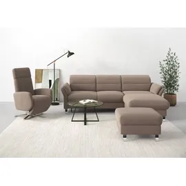 sit&more Ecksofa Grenoble L-Form mit Federkern, wahlweise mit Bettfunktion, Bettkasten, Arm- und Kopfteilverstellung braun