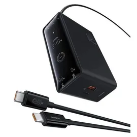 Baseus GaN 3x USB-C USB DC, 240W Smart-Desktop-Schnellladegerät – Schwarz