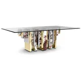 mukuhi Esstisch Esstisch Glas 300x140 cm Edelstahl Holz Design Luxus