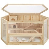 Tectake tectake® Hamsterkäfig, aus Holz aufklappbares Dachgitter, 115 x 60 x 58 cm