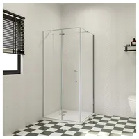 duschspa Eckdusche Eck-Duchkabine Duschtür 195cm 6mm ESG Falttür mit Seitenwand, BxT: 120x90 cm, Einscheibensicherheitsglas, Sicherheitsglas, Set, ebenerdiger Einbau möglich 120 cm x 90 cm