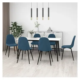 vidaXL Esszimmerstühle 6 Stk. Blau Samt