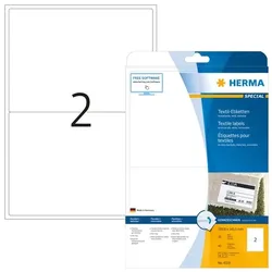 HERMA Namensetiketten 199,6 x 143,5 mm, 40 Etiketten, aus Acetatseide, weiß