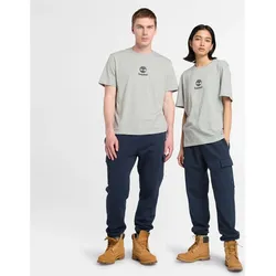 Timberland Print Stack Logo Short Sleeve Tee med gry heather M