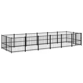 vidaXL Hundezwinger 11,26 m2 Stahl Schwarz