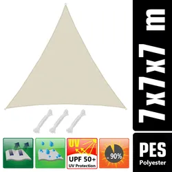 AMANKA 7x7x7 Sonnensegel Dreieckig Wasserdicht - Sonnenschutz Segel Set mit Befestigung