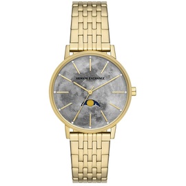 Giorgio Armani Armani Exchange Uhr für Damen , Quarz/Multi Uhrwerk, 36MM Gold Edelstahlgehäuse mit Edelstahlarmband, AX5586