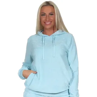 Normann Relaxanzug Damen langarm Frottee Schlafanzug Hoodie Oberteil Pyjama Mix & Match blau 40-42