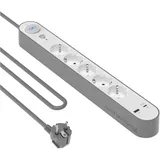 Bigben, Steckdosenleiste, Steckerleiste 5fach und USB A +C mit Überspannungsschutz (5x, CEE 7/3, 1.50 m)