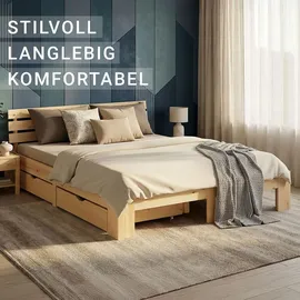 Homestyle4u Holzbett 160 x 200 cm Braun