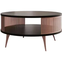 Mirjan24 Couchtisch, Schwarz, Bronze, 1 Fächer, Rund, 75x44x75 cm,