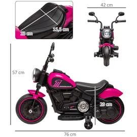 Homcom Kinder Elektro-Motorrad Kindermotorrad Kinderfahrzeug mit 2 abnehmbaren Stützrädern, 3 km/h, für 1,5-3 Jahre Kinder Rosa 76