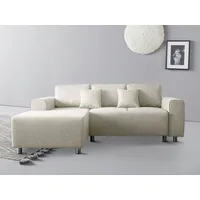 Ecksofa GUIDO MARIA KRETSCHMER HOME & LIVING "Györ" Sofas Gr. B/H/T: 235cm x 88cm x 160cm, Struktur, Recamiere links, ohne Bettfunktion-ohne Bettkasten, beige (creme) L-Form, wahlweise mit Bettfunktion und Bettkasten incl. 2 Zierkissen