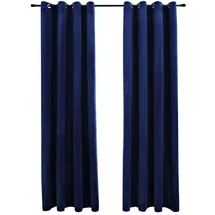vidaXL Verdunkelungsvorhang Ösen 140 x 245 cm samt dunkelblau 2 St.
