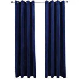 vidaXL Verdunkelungsvorhang Ösen 140 x 245 cm samt dunkelblau 2 St.