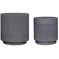 Hübsch Interior - Gips Blumentopf, grau (2er-Set)