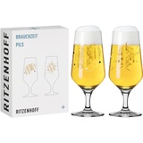 Ritzenhoff & Breker Ritzenhoff Bierglas 300 ml – 2er Set Brauchzeit, Motiv Nr. 1 – Hopfen, mehrfarbig – Made in Germany