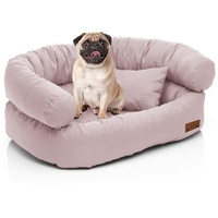Juelle Mittelhundbett - Sofa für mittelgroße Hunde, Abnehmbarer Bezug, maschinenwaschbar, flauschiges Bett, Hundesessel Santi S-XXL (Größe: M - 80x60 cm, Helles Puder Rosa)