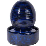 Dobar dobar® Kleiner Zimmerbrunnen aus Keramik inklusive Pumpe - Deko Tischbrunnen Indoor im asiatischen Design - 17 x 17 x 21 cm - Dunkelblau, Blau