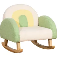 HOMCOM Schaukelstuhl Kindersofa kuscheliger Kindersessel Eukalyptusholz in Lammfellimitat grün ab 3 Jahre ideal für Kinderzimmer   Aosom.de