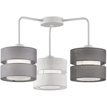 WOFI Deckenleuchte Lampe Wohnzimmerleuchte 3 flammig Textil Schlafzimmerlampe, Metall Stoff grau Weiß, 3x E27 Fassungen, Lxbxh 56x56x35 cm, Wofi 11253