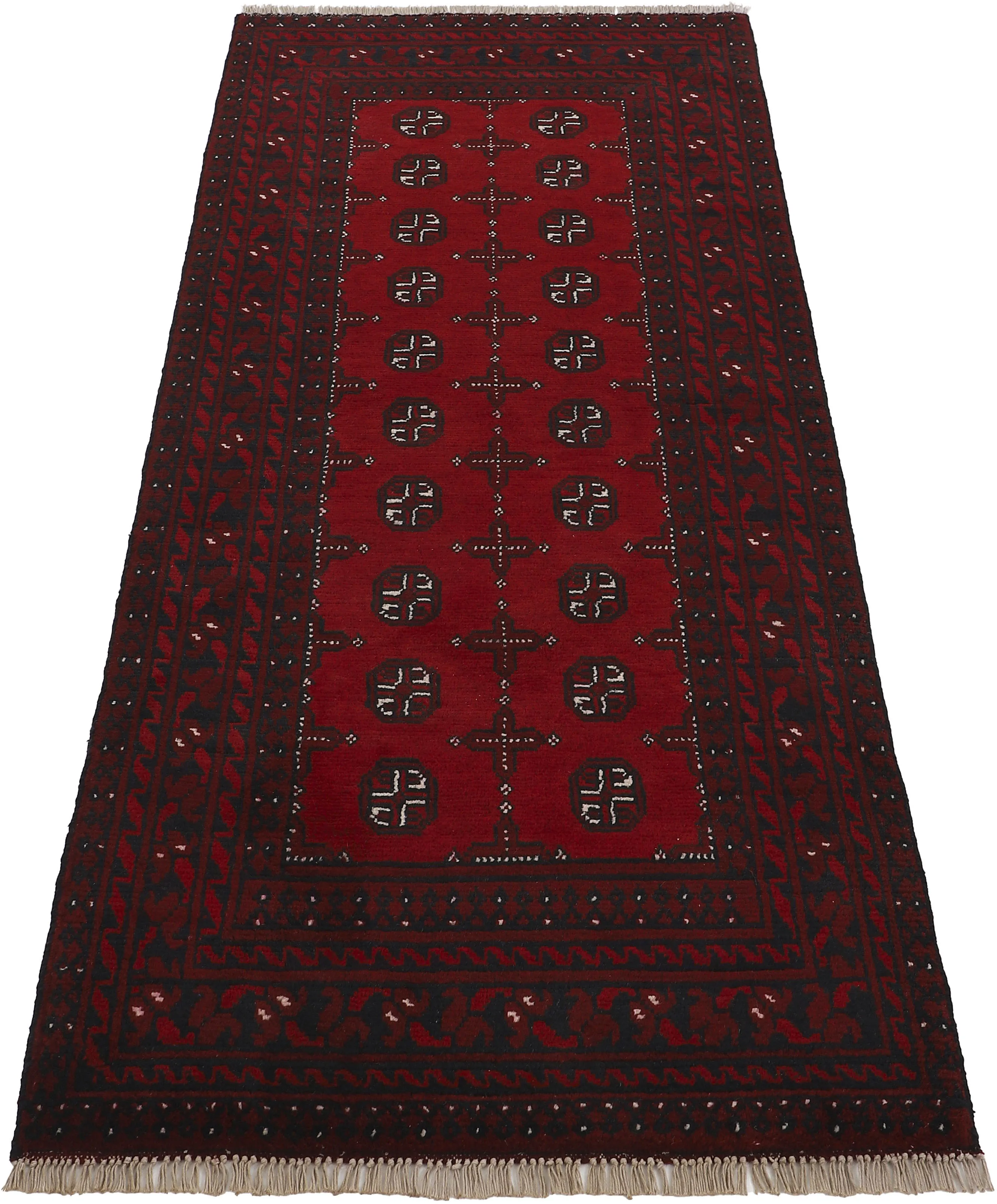 Läufer WOVEN ARTS "Afghan Akhche Bokhara" Teppiche Gr. B: 80cm, 8mm, L: 400cm, rot