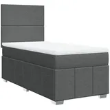 vidaXL Boxspringbett mit Matratze Dunkelgrau 100x200 cm Stoff