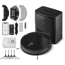 Sencor Saugroboter mit Wischfunktion, Stark, Automatisches Entleeren, EasyClean+ Ultraflach - Hohe Leistung, Verlängerte Laufzeit, Für Alle Bodenarten, roboterstaubsauger Multifunktional 6485BK