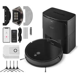 Sencor Saugroboter mit Wischfunktion, Stark, Automatisches Entleeren, EasyClean+ Ultraflach - Hohe Leistung, Verlängerte Laufzeit, Für Alle Bodenarten, roboterstaubsauger Multifunktional 6485BK