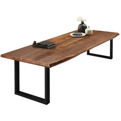 SAM® Esstisch Baumkante massiv Akazie nussbaumfarben 280 x 110 schwarz VALIN