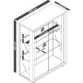 VCM Wandvitrine Udina Spiegel Schwarz