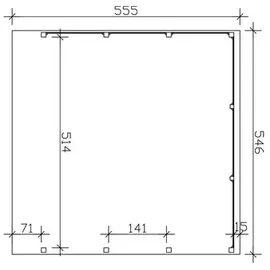 SKANHOLZ Doppelcarport Friesland 5,46 x 5,55 m schiefergrau inkl. Seiten- und Rückwand Set C