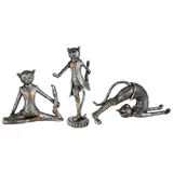 Gilde Poly Steampunk Skulptur Yoga Katzen VE 3 89417