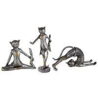 Gilde Poly Steampunk Skulptur Yoga Katzen VE 3 89417
