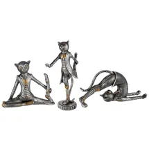 Gilde Poly Steampunk Skulptur Yoga Katzen VE 3 89417