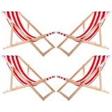 woodok 4 Liegestuhlset Strandliege Sonnenliege Holz rot