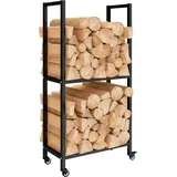 Outsunny Kaminholzregal Metall 60 x 30 x 119 cm Schwarz
