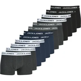 JACK & JONES JACSOLID Trunks blau/grau/schwarz/weiß XXL 12er Pack
