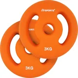 ScSPORTS® Neopren Hantelscheiben - Set: 2 x 3 kg, Ø 31mm, Gusseisen, Orange - Hantelscheiben-Set, Gewichtsscheiben, Fitness Scheiben, Gewichte für Hantel, Langhantel