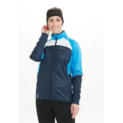 Trainingsjacke ENDURANCE "Rayna", Damen, Gr. 44, blau, 90% Polyester, 10% Elasthan, mehrfarbig, sportlich, hoch geschlossener Ausschnitt, Langarm, Jacken, mit hochabschließendem Kragen